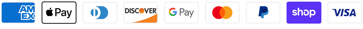 Accepted payment methods: American Express, Apple Pay, Diners Club, Discover, Google Pay, Mastercard, PayPal, Shop Pay and Visa