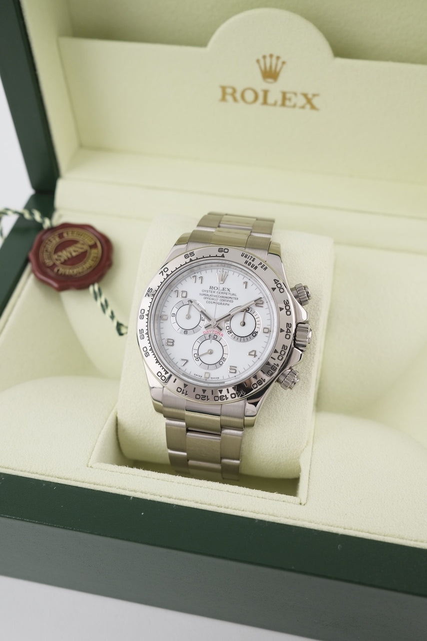 Daytona White Gold 116509 Box + original Papers LC100 White Dial 2005