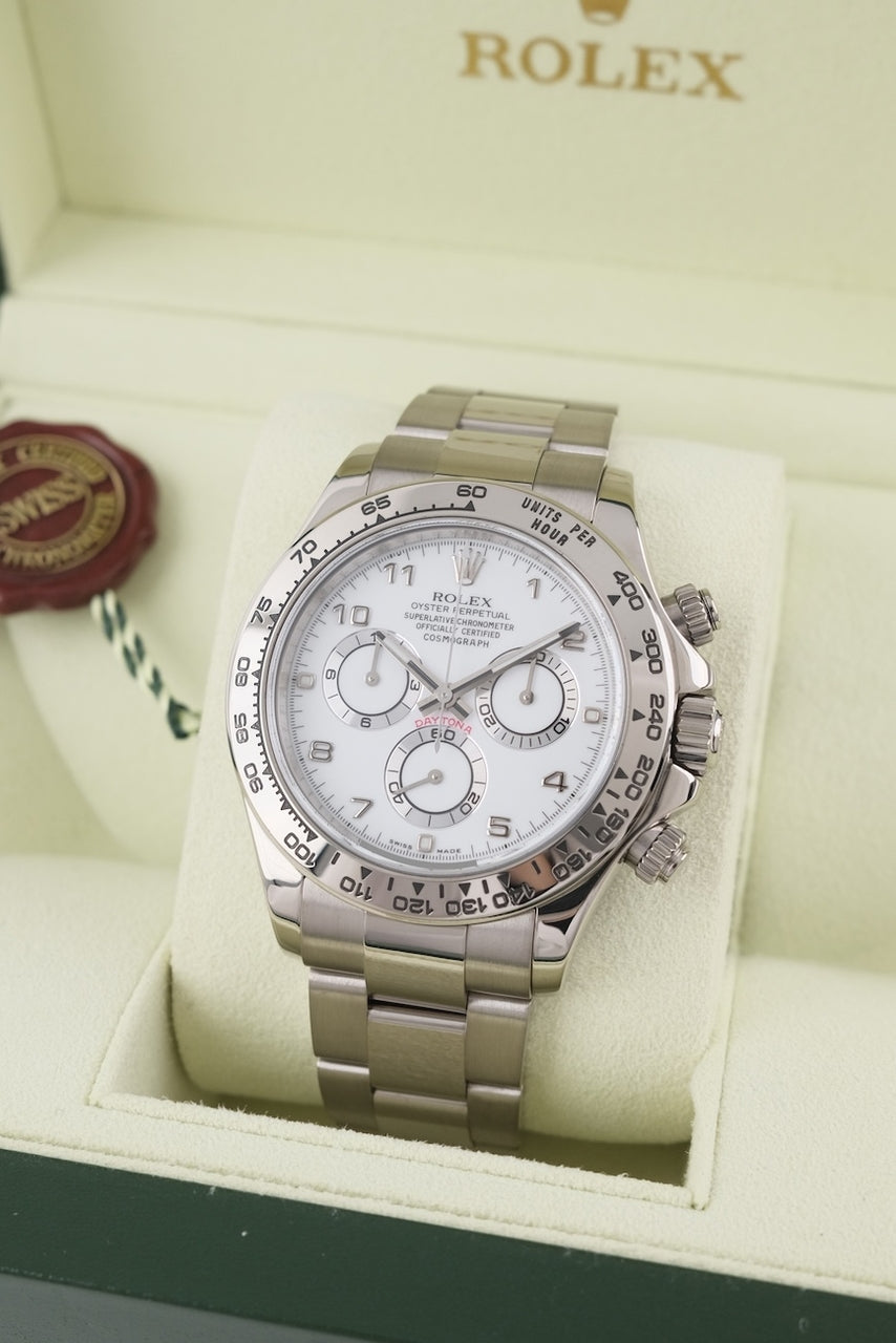 Daytona White Gold 116509 Box + original Papers LC100 White Dial 2005