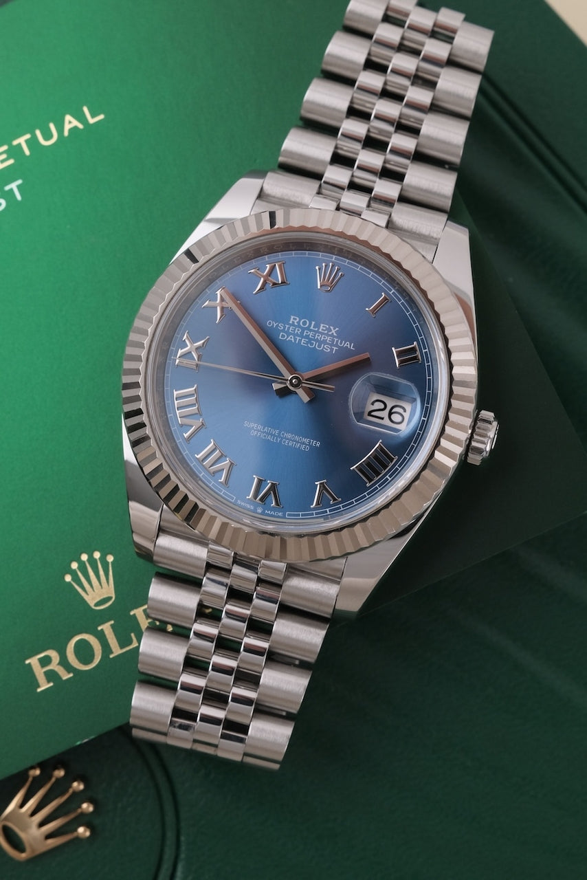Datejust 41 126334 Box + original Papers Blue Roman Dial