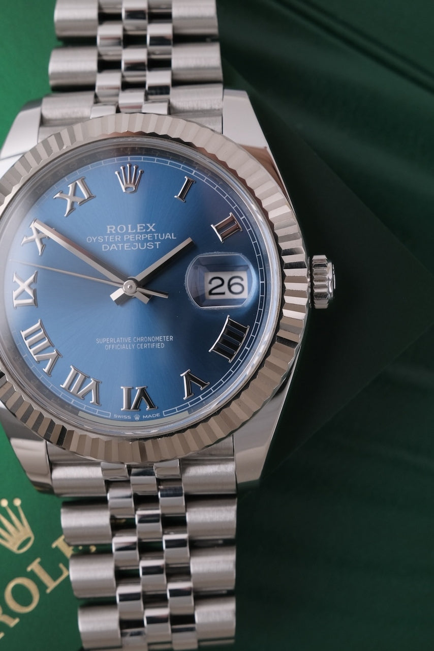 Datejust 41 126334 Box + original Papers Blue Roman Dial