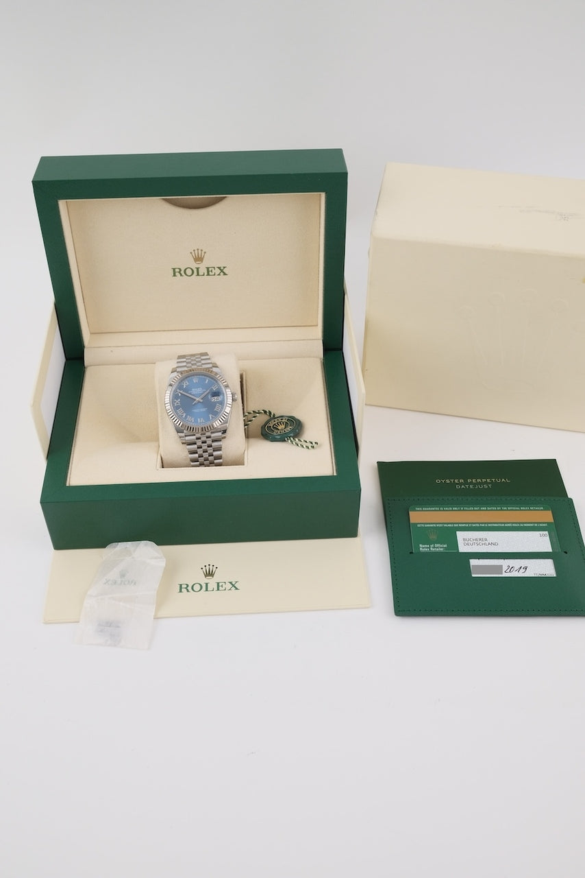 Datejust 41 126334 Box + original Papers Blue Roman Dial