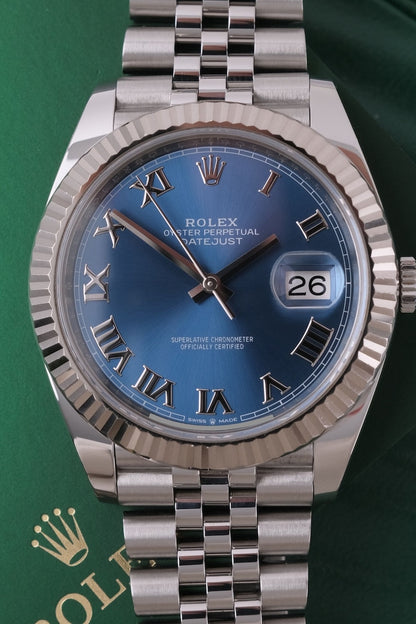Datejust 41 126334 Box + original Papers Blue Roman Dial