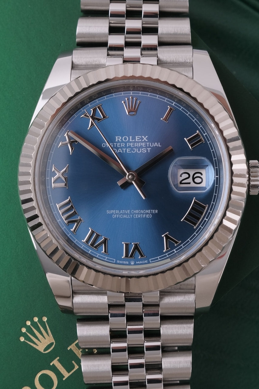 Datejust 41 126334 Box + original Papers Blue Roman Dial